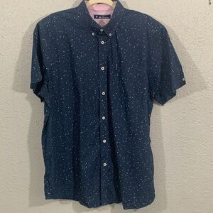 Ben Sherman NWOT Navy Blue 100% Cotton Print Short Sleeve Shirt size XL